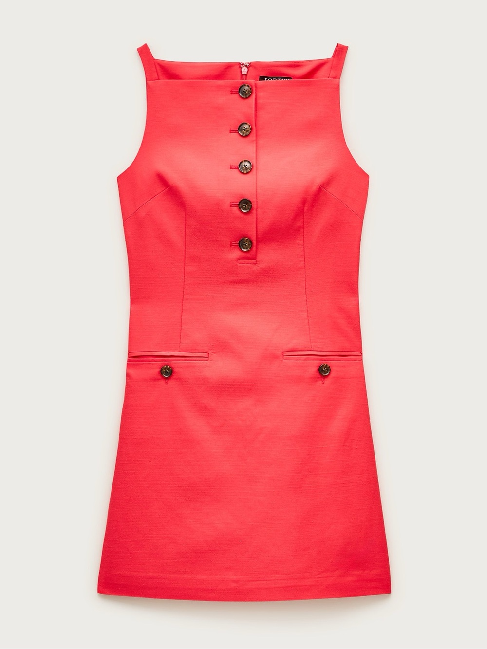 J. Crew Red Sleeveless Mini Sheath Dress with Button Placket - Picture 2 of 4